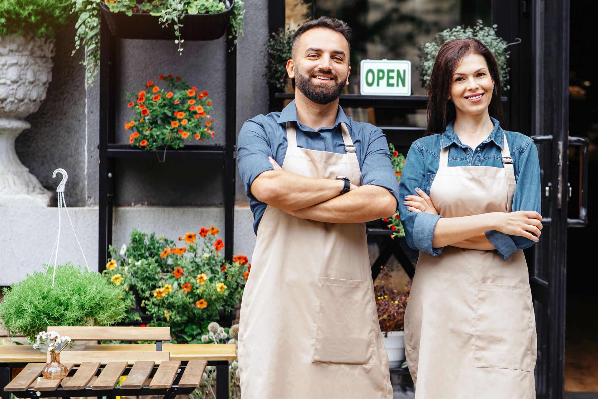 Happy Flower Shop Owners